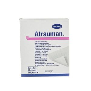 ATRAUMAN Pansement gras, stérile à imprégnation lipidique, sans principe actif, 5 cm x 5 cm (ref. 499510), bt 10