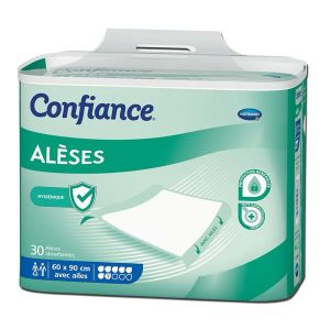 CONFIANCE ALESE 7G Alèse absorbante avec aile, intraversable à usage unique, sans latex, sac 30