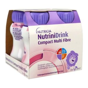 NUTRINIDRINK COMPACT MULTI FIBRE Denrée alimentaire destinée à des fins médicales spéciales, fraise, 125 ml x 4