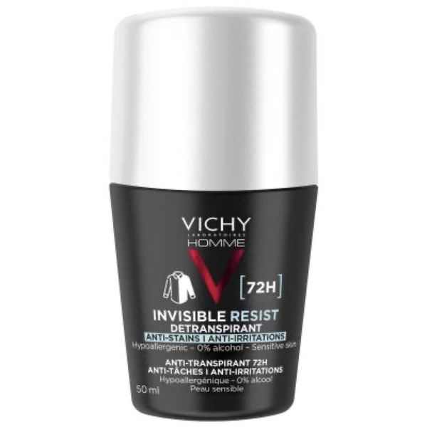 VICHY HOMME INVISIBLE RESIST DETRANSPIRANT 72 H ROLL-ON Roll-on détranspirant 72 H, fl 50 ml