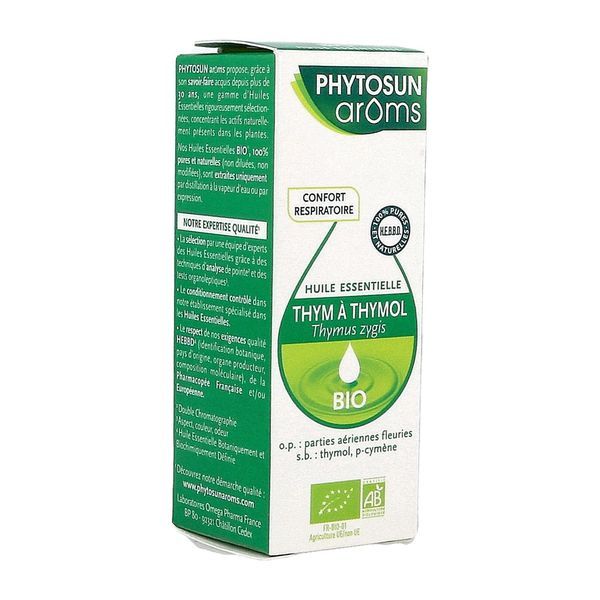 PHYTOSUN AROMS THYM A THYMOL HUILE ESSENTIELLE BIO Complément alimentaire d'huile essentielle de thym à thymol, fl 10 ml