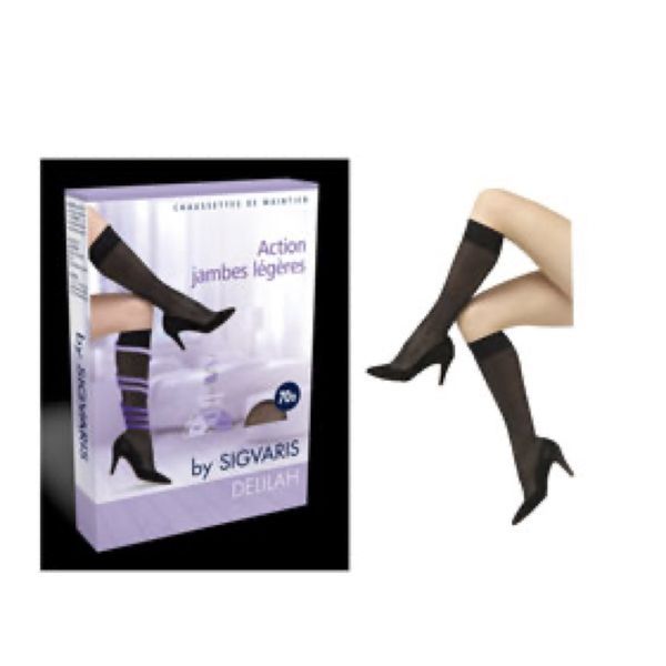 DELILAH BY SIGVARIS Chaussette préventive de maintien, 70 D, pour femme, noir, taille 2 (ref. 88698), paire