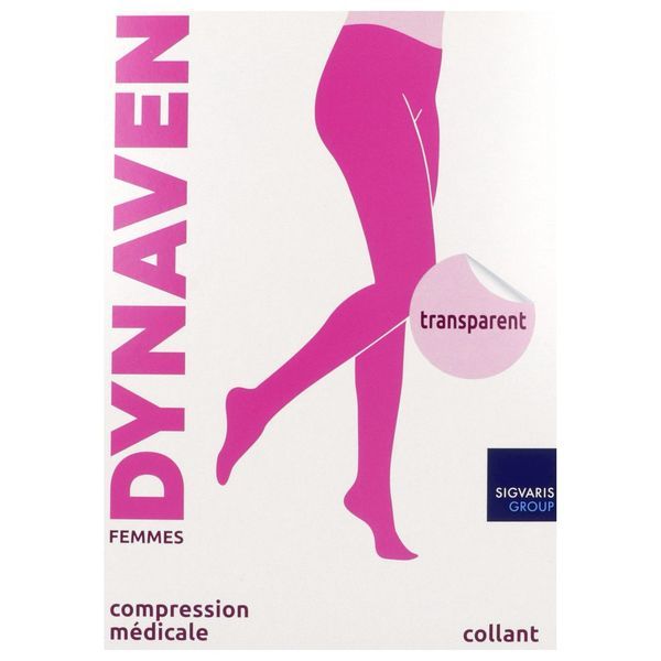 DYNAVEN 2 TRANSPARENT Collant médical de compression autofixant classe 2, pour femme, beige clair, normal, small (ref. 303482), paire
