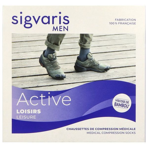 SIGVARIS 2 ACTIVE LOISIRS MEN Chaussette médicale de compression classe 2, respirante, homme, noir, long, Xlarge (ref. 309145), paire