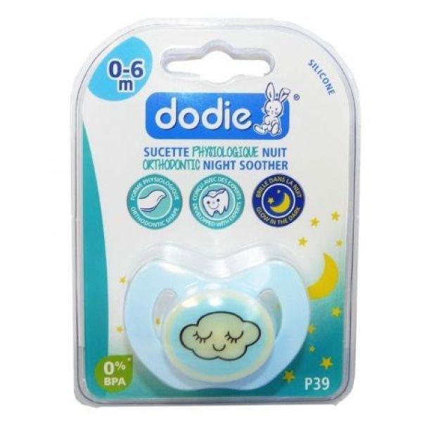 Dodie Sucette Avec Teterelle Physiologique En Silicone Bouton Phosphorescent + Dessin Boite 0-6 Mois 1