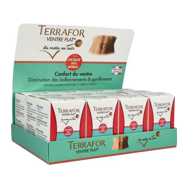 TERRAFOR VENTRE PLAT Gélule, complément alimentaire à base de carvi, de charbon et d'octalite, présentoir 12