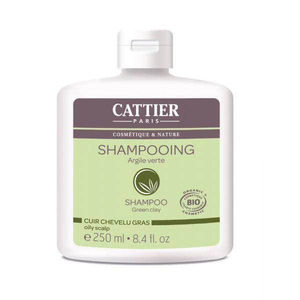 Cattier Shampoing Argile Verte Bio (cuir chevelu gras) - Flacon 250 ml