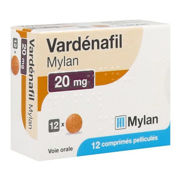 MYLAN VARDENAFIL 20 MG BOITE DE 12 COMPRIMES