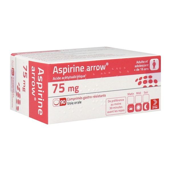 ASPIRINE ARROW Comprimé gastrorésistant 75 mg, boîte 90
