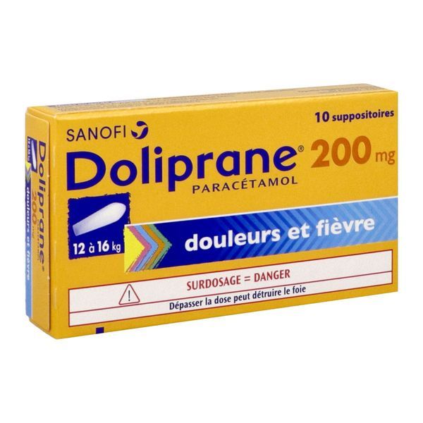DOLIPRANE Suppositoire 200 mg, boîte 10