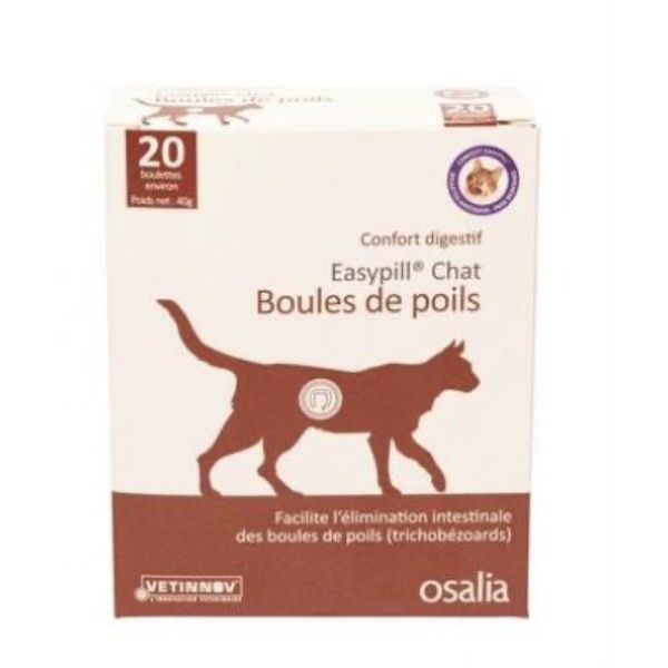 EASYPILL CHAT BOULES DE POILS Boulette appétente, aliment complémentaire pour le confort digestif, chat, bt 20