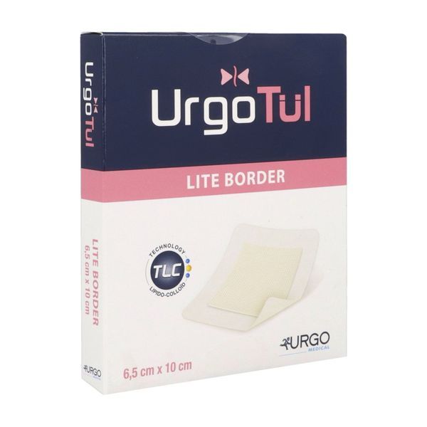 URGOTUL LITE BORDER Pansement absorbant lipido-colloïde extra mince adhésif, 6,5 cm x 10 cm (ref. 552173), bt 10
