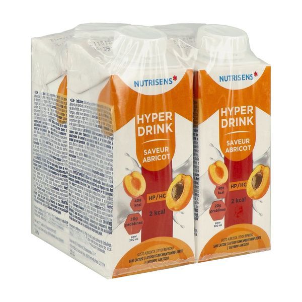NUTRISENS HYPERDRINK HP HC 2 KCAL Denrée alimentaire destinée à des fins médicales spéciales, abricot, 200 ml x 4