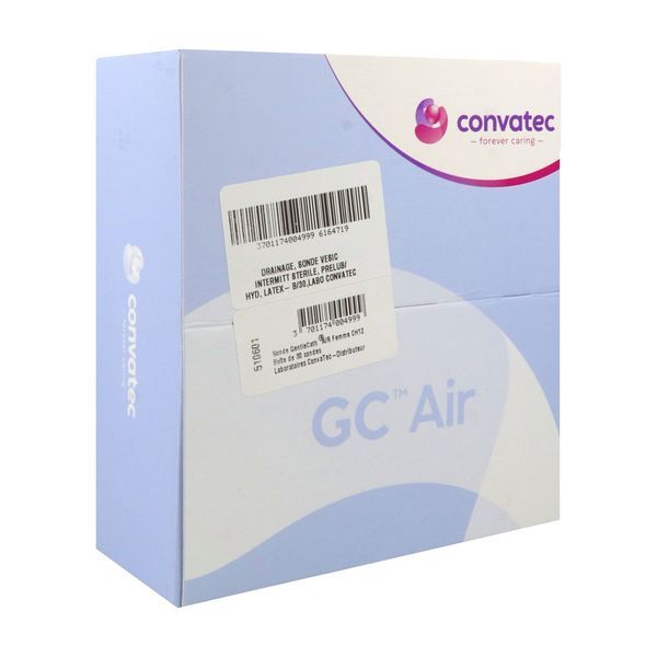 GENTLECATH AIR Sonde vésicale hydrophile prélubrifiée, droite, type Nélaton, courte, femme, CH 12 (ref. 510601), bt 30