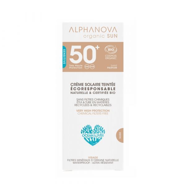 Alphanova Crème solaire teintée claire 50+ BIO - 50 g