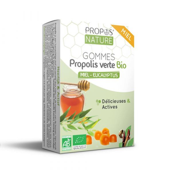 Propos Nature Gommes propolis miel / eucalyptus BIO - boîte de 45 g