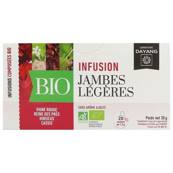 DAYANG INFUSION BIO JAMBES LEGERES Mélange de plantes pour tisane, infusette, bt 20