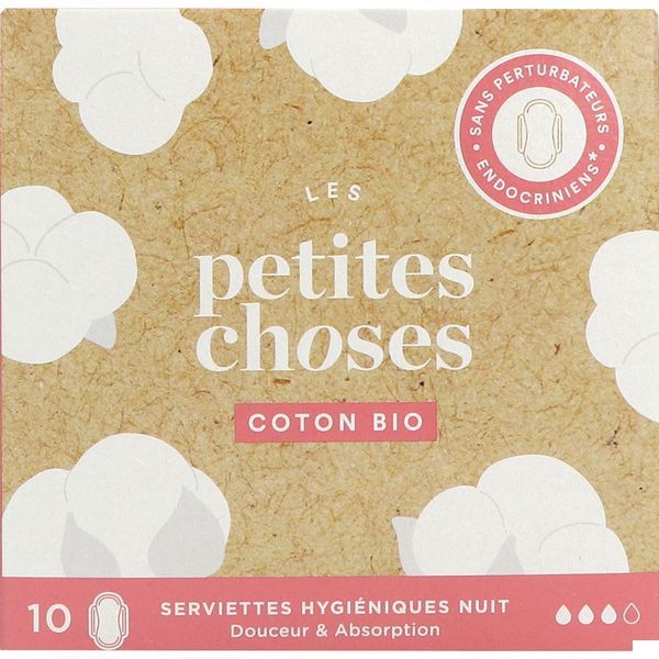 LES PETITES CHOSES SERVIETTE HYGIENIQUE NUIT Protection périodique en coton bio, nuit, bt 10
