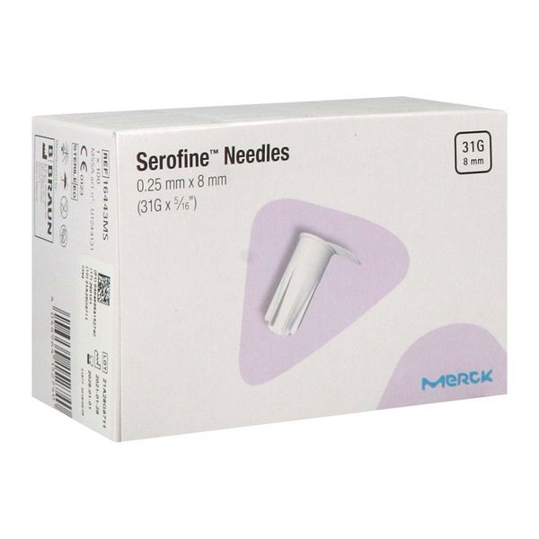 SEROFINE EASYPOD Aiguille pour dispositif d'injection Easypod, injecteur d'hormone de croissance, G31, 0,25 mm x 8 mm, bt 100