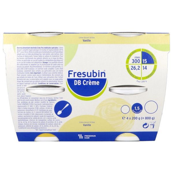 FRESUBIN DB CREME Denrée alimentaire destinée à des fins médicales spéciales, vanille, 200 g x 4