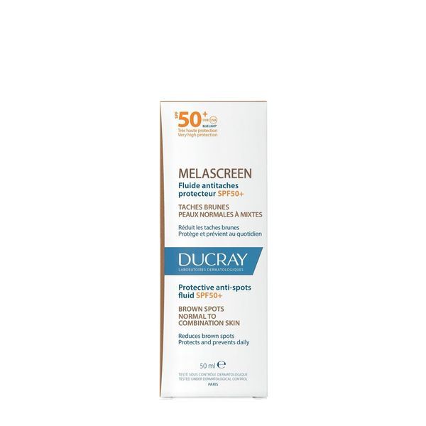 MELASCREEN TACHES BRUNES FLUIDE ANTITACHES PROTECTEUR SPF 50+ Fluide antitaches brunes, très haute protection, SPF 50+, tube 50 ml