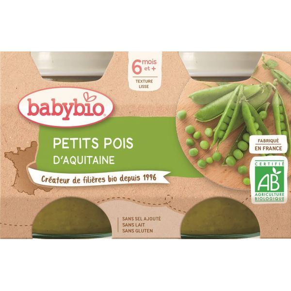 Babybio Petits Pots Pomme de terre Petits pois BIO- dès 6 mois - 2x130g
