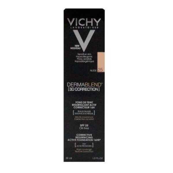 Vichy Dermablend - 3D Correction Teinte 25 - Nude Actif Correcteur 16H Creme Tube 30 Ml 1