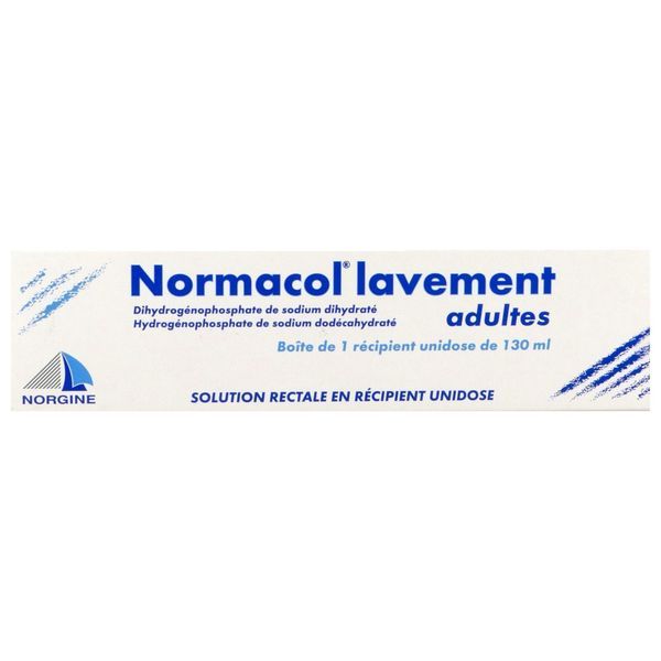 NORMACOL LAVEMENT ADULTE Solution rectale, boîte 1 récipient unidose 130 ml avec canule