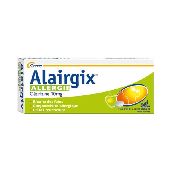 ALAIRGIX ALLERGIE CETIRIZINE Comprimé à sucer sécable 10 mg, boîte 7