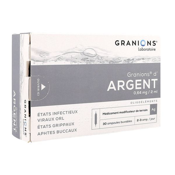 GRANIONS D'ARGENT Solution buvable 0,64 mg/2 ml, boîte 30 ampoules 2 ml