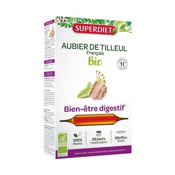 SUPERDIET EXTRAIT FLUIDE AUBIER DE TILLEUL Ampoule buvable d'extrait fluide d'aubier de tilleul, bt 20