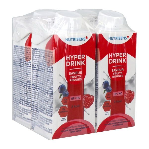 NUTRISENS HYPERDRINK HP HC 2 KCAL Denrée alimentaire destinée à des fins médicales spéciales, fruits rouges, 200 ml x 4
