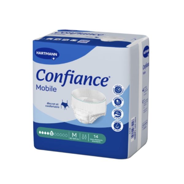 CONFIANCE MOBILE ABSORPTION 5 Slip absorbant jetable pour incontinence urinaire, adulte, taille M (ref. 166664), sac 14
