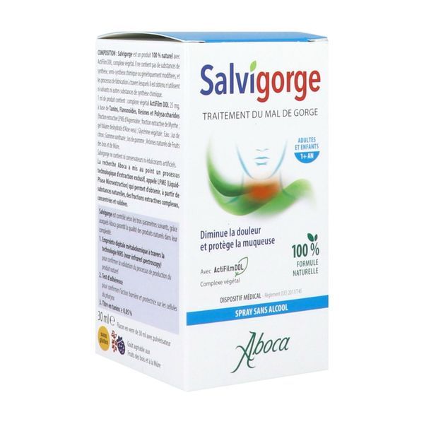 SALVIGORGE SPRAY TRAITEMENT DU MAL DE GORGE Spray buccal, dispositif médical pour le mal de gorge, spray 30 ml