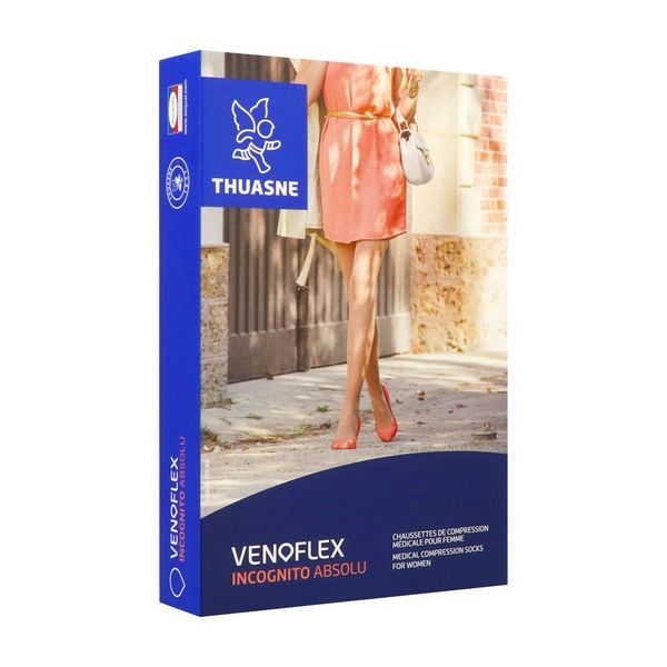 VENOFLEX 2 INCOGNITO ABSOLU Chaussette médicale de compression classe 2, pied ouvert, pour femme, naturel, normal, taille 3, paire