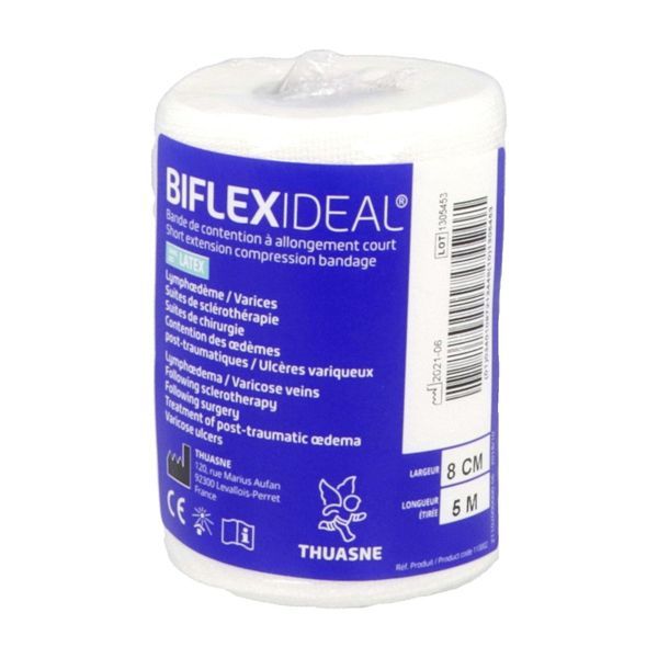 BIFLEXIDEAL Bande de compression élastique 1 sens, allongement court, 5 m x 8 cm, bt 1