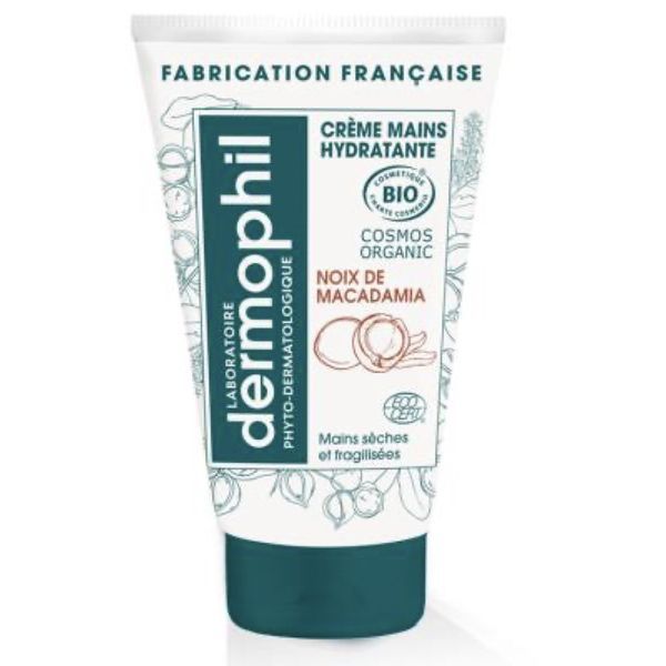 DERMOPHIL PHYTO DERMATOLOGIQUE CREME MAINS HYDRATANTE BIO Crème hydratante bio pour les mains, parfum noix de macadamia, tube 50 ml