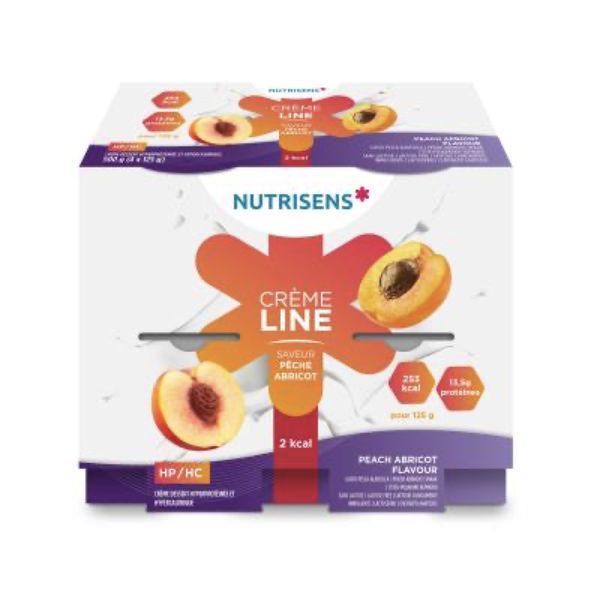 NUTRISENS CREMELINE HP HC 2 KCAL CREME DESSERT Denrée alimentaire destinée à des fins médicales spéciales, pêche - abricot, 125 g x 4