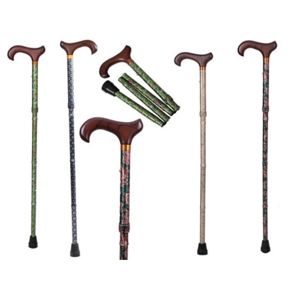 HERDEGEN CANNE DE MARCHE Canne en duraluminium, forme T, poignée Derby, pliante, décorée, cashmere fantaisie (ref. 255611), unité