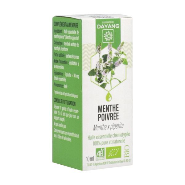 DAYANG HUILE ESSENTIELLE BIO Huile essentielle, complément alimentaire à base de menthe poivrée HECT, fl 10 ml
