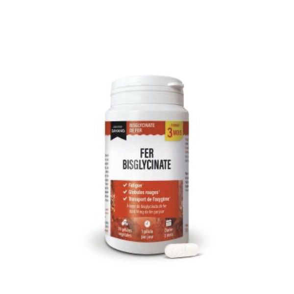 DAYANG BISGLYCINATE DE FER Gélule, complément alimentaire à base de bisglycinate de fer, Pot 90