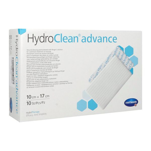 HYDROCLEAN ADVANCE Pansement hydrogel irrigoabsorbant, prêt à l'emploi, rectangulaire, 10 cm x 17 cm (ref. 6096762), bt 10