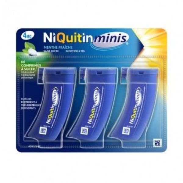 Niquitinminis Menthe Fraiche 4 Mg Sans Sucre (Nicotine) Comprimes A Sucer Edulcores A L'Acesulfame Potassique Comprimes En Tube (Polypropylene) B/60