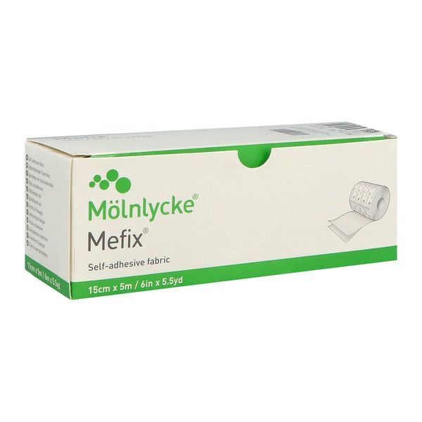MEFIX Sparadrap non tissé, hypoallergénique, extensible, 5 m x 15 cm, rouleau (ref. 311586), unité