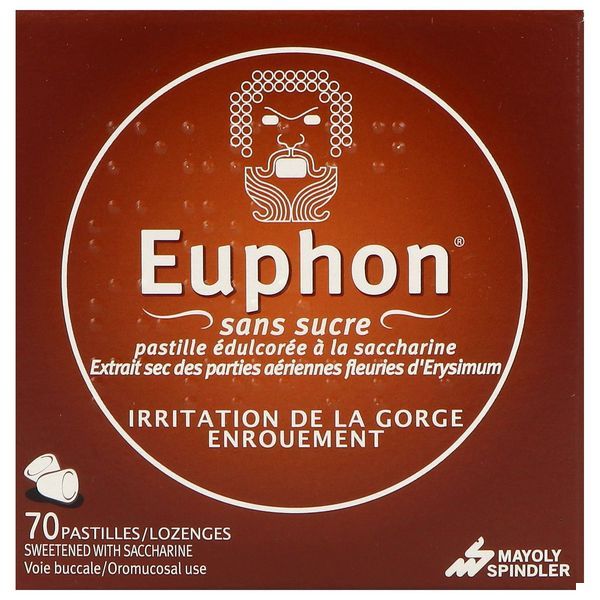 EUPHON SANS SUCRE Pastille édulcorée à la saccharine, boîte 70