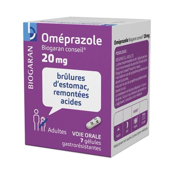 OMEPRAZOLE BIOGARAN CONSEIL Gélule gastrorésistante 20 mg, boîte 7