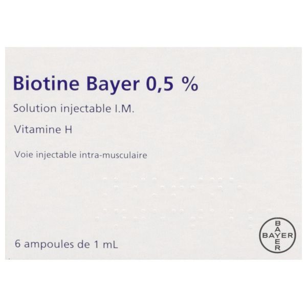 BIOTINE BAYER Solution injectable 0,5 %, boîte 6 ampoules 1 ml