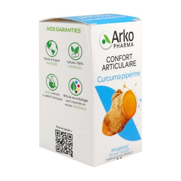 ARKOGELULES CURCUMA PIPERINE BIO Gélule, complément alimentaire à base de curcuma, bt 40