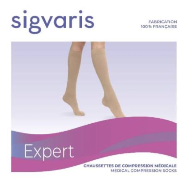 SIGVARIS 3 EXPERT FEMME Chaussette médicale de contention classe 3, pour femme, noir, long, small (ref. 309453), paire