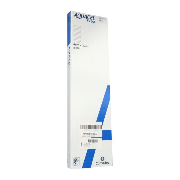 AQUACEL EXTRA Pansement hydrofibre absorbant, conformable et résistant, 4 cm x 30 cm (ref. 420822), bt 10